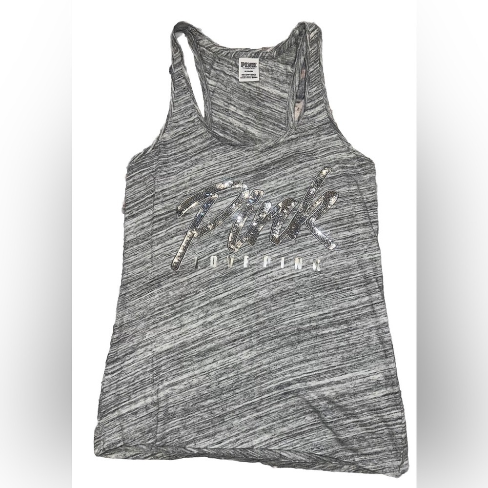 PINK Victoria's Secret Gray Sequin Tank Top M Like New! - Picture 5 of 7